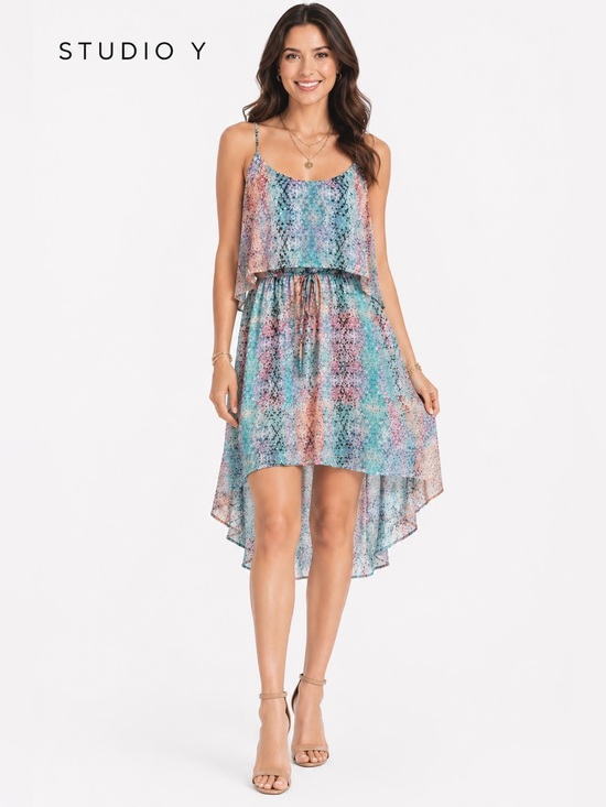 Studio Y Dresses & Skirts - Y2K Studio Y XL Watercolor Snake Print High Low Maxi Dress Vacation Resort